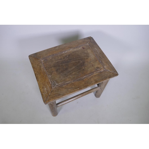 1086 - An antique Chinese elm stool, 47 x 36cm, 41cm high