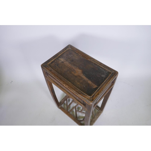 1102 - A Chinese hardwood side table with single drawer, 42 x 28cm, 70cm high