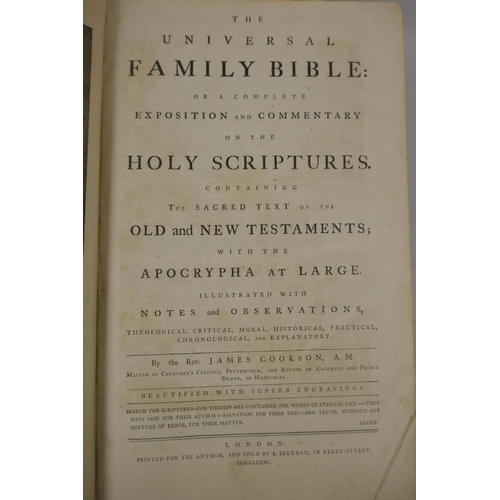 114 - An C18th, James Cookson's Universal Family Bible, published 1785, 29 x 44cm