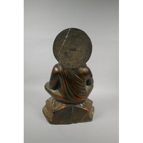 141 - A large Tibetan coppered bronze figure of Buddha, 48cm high