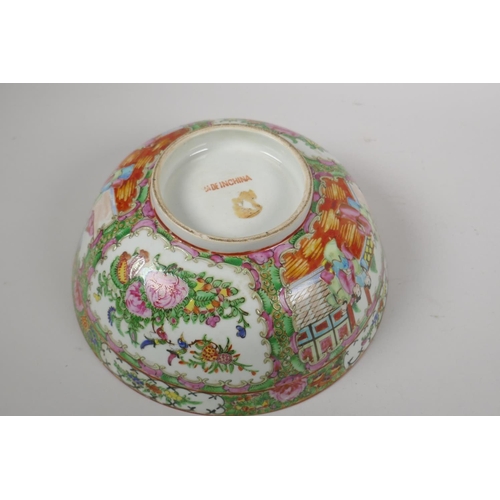 23 - An early C20th Canton famille rose porcelain bowl, and a C19th Canton famille rose cabinet plate, AF... 