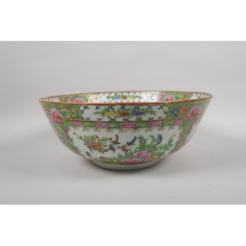 23 - An early C20th Canton famille rose porcelain bowl, and a C19th Canton famille rose cabinet plate, AF... 