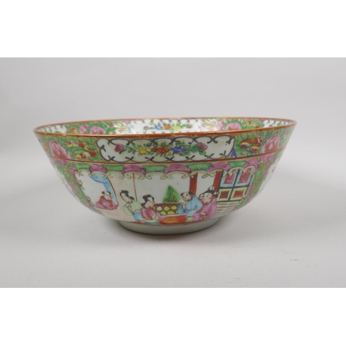 23 - An early C20th Canton famille rose porcelain bowl, and a C19th Canton famille rose cabinet plate, AF... 