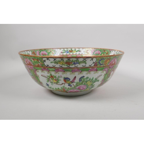 23 - An early C20th Canton famille rose porcelain bowl, and a C19th Canton famille rose cabinet plate, AF... 