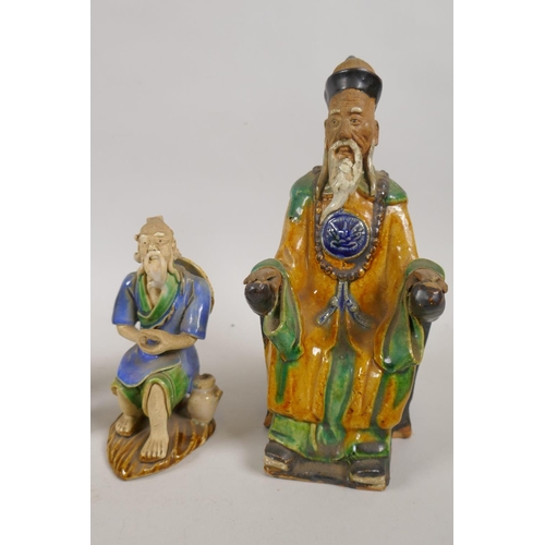 250 - Eight oriental ceramic figures of bearded sages, largest 20cm high, AF