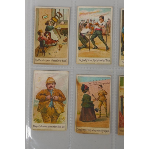 29 - Eleven Alberge & Bromet cigarette cards depicting comedic proverb scenes