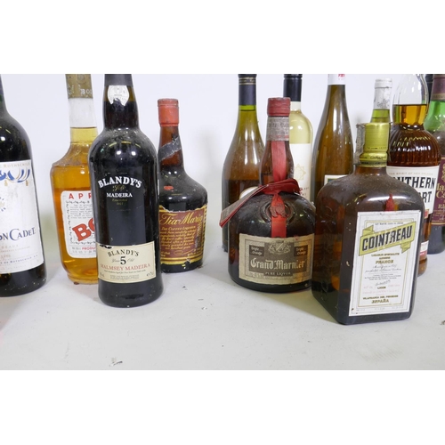 53 - Quantity of Spirits, ports and wines, Taylor's LBV port 1994, Borges 5 Star brandy, Bols, Madeira, G... 