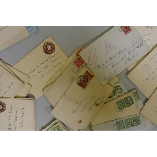 55 - Collection of stamped addressed envelopes from 1920s, UK and foreign stamps