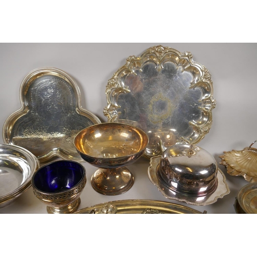 632 - A large quantity of silver plated items to include trays, tureens, finger bowls, etc