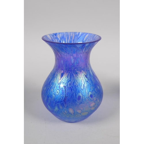 77 - A collection of Isle of Wight Studio Glass vases including three by Chris Lucas, largest 16cm