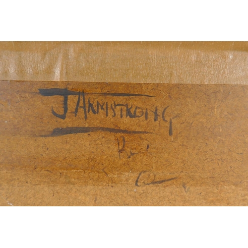 802 - Surrealist portrait, monogramed JA, signed verso J. Armstrong, (British, 1893-1973), oil and mixed m... 