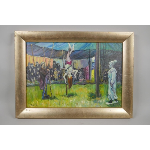 815 - Impressionist circus scene, oil on canvas board, 38 x 26cm