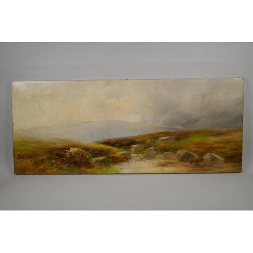 830 - Attributed to Frederick J. Widgery, (British, 1861-1942), Moors, Devon, unframed, inscribed verso, o... 