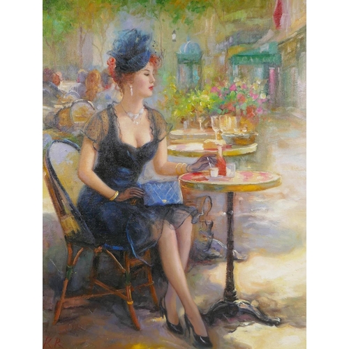 847 - A French impressionist cafe scene, oil on canvas board, 40 x 50cm