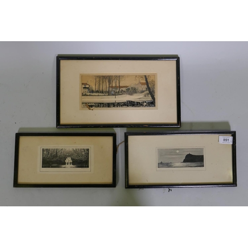 851 - P.V. Williams, View from Lake Gresford, ink and wash, signed with a monogram and dated (19)28, 22 x ... 