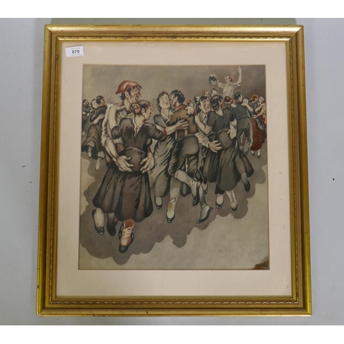 870 - S. Korry, amorous dancers, lithograph, marked S. Korry '51, 39 x 45cm