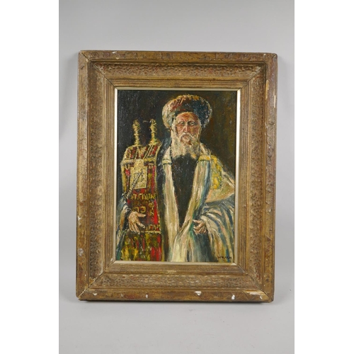 871 - Portrait of a rabbi, signed Wolmark, oil on board, 25 x 36cm