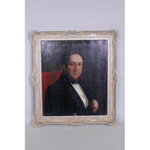 893 - Portrait of a Victorian gentleman, unsigned, label verso inscribed 'Said to be Joseph Craven Senior ... 