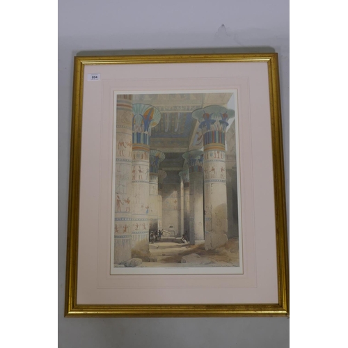 894 - After David Roberts, View under the Grand Portico-Philae, colour print, C20th, 36 x 52cm