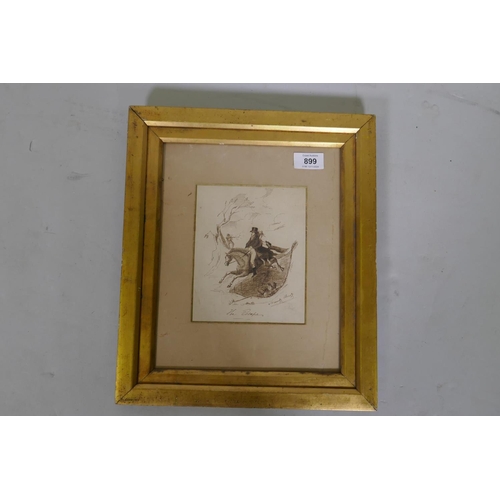 899 - Samuel Lover R.H.A. (Irish, 1797-1868), The Escape, signed Handy Andy, pen and ink illustration to t... 