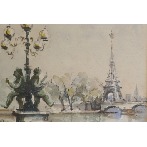 900 - Views of Paris, set of four watercolours, signed Bauy, 14 x 12cm