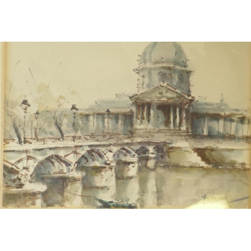 900 - Views of Paris, set of four watercolours, signed Bauy, 14 x 12cm