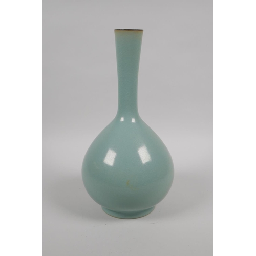 97 - A Chinese Ru ware style bottle vase, 27cm high