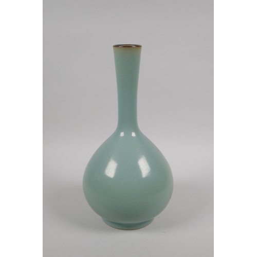 97 - A Chinese Ru ware style bottle vase, 27cm high