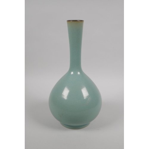 97 - A Chinese Ru ware style bottle vase, 27cm high