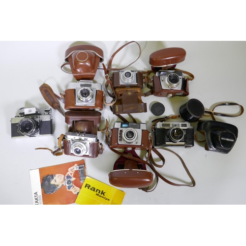 115 - Vintage cameras, Braun Paxette with 2.8/45 lens, Agilux, Agimatic; Agfa Colorflex with 2.8/50 lens; ... 