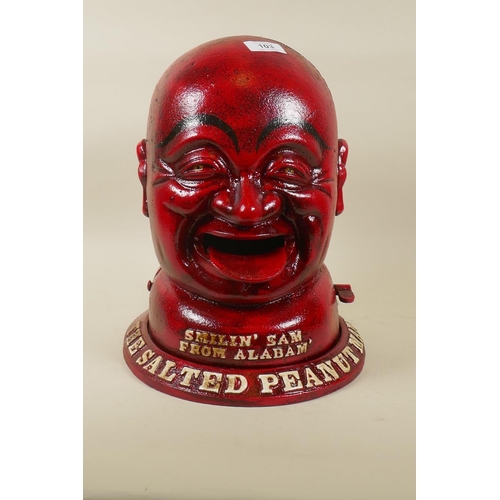 103 - A large oversized painted cast iron savings bank, 'Smilin' Sam from Alabam -  the Salted Peanut... 