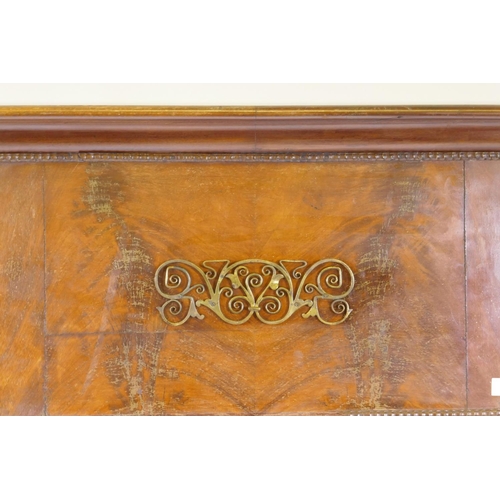 1085 - A C19th Continental ebonised and figured mahogany pier glass with ormolu mounts, 80 x 154cm