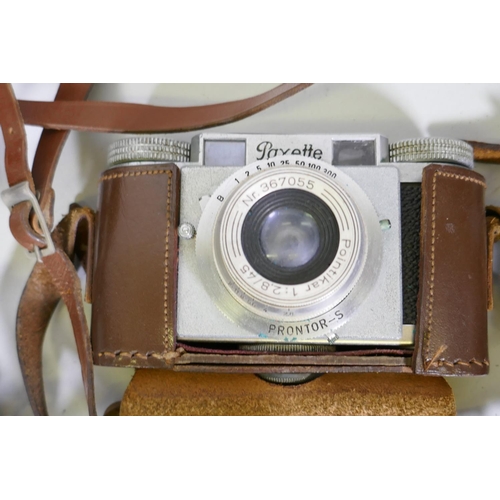 115 - Vintage cameras, Braun Paxette with 2.8/45 lens, Agilux, Agimatic; Agfa Colorflex with 2.8/50 lens; ... 