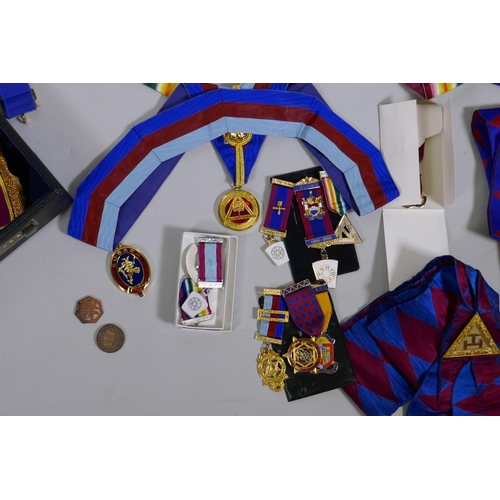 18 - A collection of Mason's regalia and medals etc