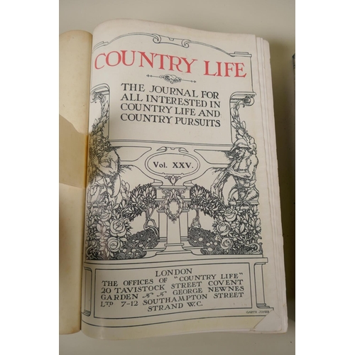 7 - Two bound volumes of Country Life, Vol 25 No 626 January 2nd 1909 - June 26th 1909; July 6th 1901-De... 