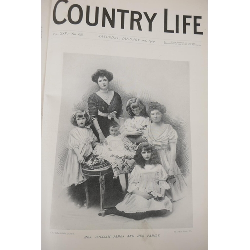 7 - Two bound volumes of Country Life, Vol 25 No 626 January 2nd 1909 - June 26th 1909; July 6th 1901-De... 