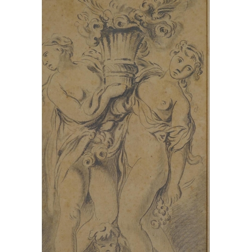 811 - Circle of Francois Boucher, (1703-1770), design for an architectural feature/fountain, unsigned, pen... 