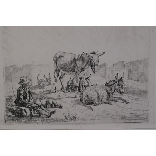 828 - Jean Antoine Duclaux, (French, 1783-1868), Lyon,  the donkey herd, inscribed on a label verso '... 