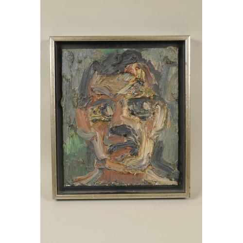 847 - In the manner of Frank Auerbach, head study of a man, impasto oil on board, 30 x 25cm