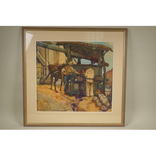 861 - Francisco Bonnin Guerin, (Spanish, 1874-1963), Sania Ursula, Tenerife, 1933, watercolour, 45 x 49cm