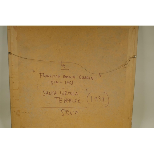 861 - Francisco Bonnin Guerin, (Spanish, 1874-1963), Sania Ursula, Tenerife, 1933, watercolour, 45 x 49cm