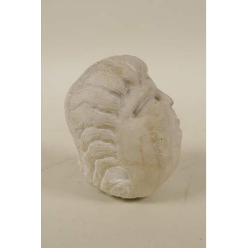 87 - An ancient Greek/Anatolian marble head, possibly C3rd BC, acquired in Turkey early C20th, 10cm high