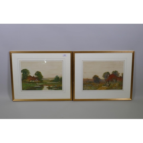 876 - Fred Hines, (1875-1928), Evening Hours, Amberley, signed and dated '22, watercolour, 37 x 27cm, and ... 