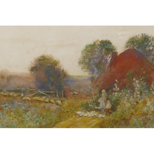 876 - Fred Hines, (1875-1928), Evening Hours, Amberley, signed and dated '22, watercolour, 37 x 27cm, and ... 