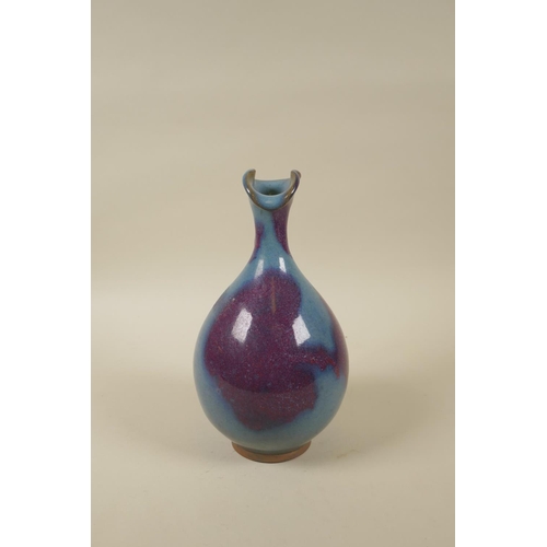 88 - A Chinese Jun ware pottery jug, 22cm high