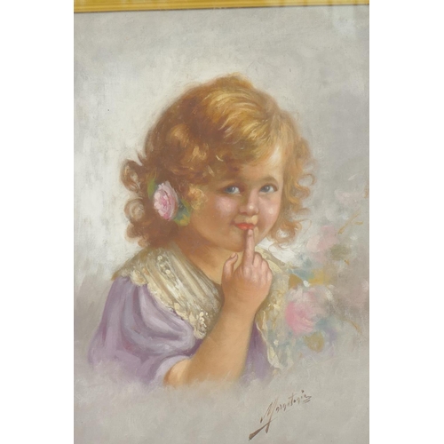 898 - Filippo Marantonio, (Italian, 1863-90), young girl with flowers, signed, oil on canvas, and another ... 