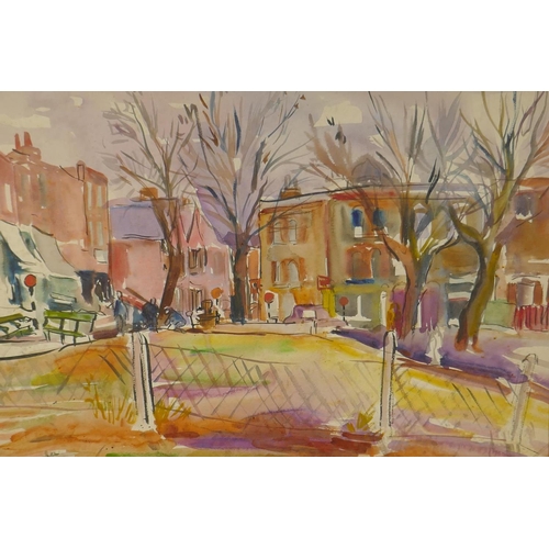 901 - George W. Hooper, street scene, signed, watercolour, 36 x 48cm