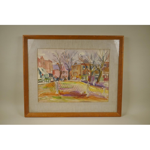 901 - George W. Hooper, street scene, signed, watercolour, 36 x 48cm