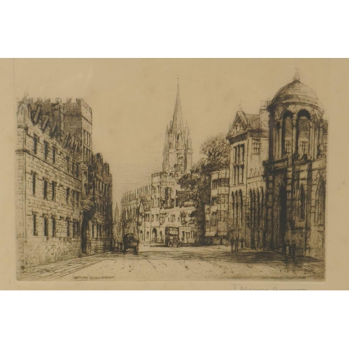 902 - James Alphege Brewer, (British, 1881-1946), Oxford High Street, pencil signed, etching, late 20 x 15... 