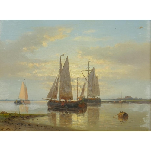 904 - Abraham Hulk Snr, (Dutch, 1813-1897), shipping off the Dutch coast, a pair, both with good gallery l... 